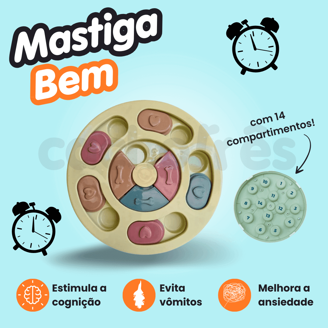 Mastiga Bem™ | Comedouro educativo lento - Cachorrês